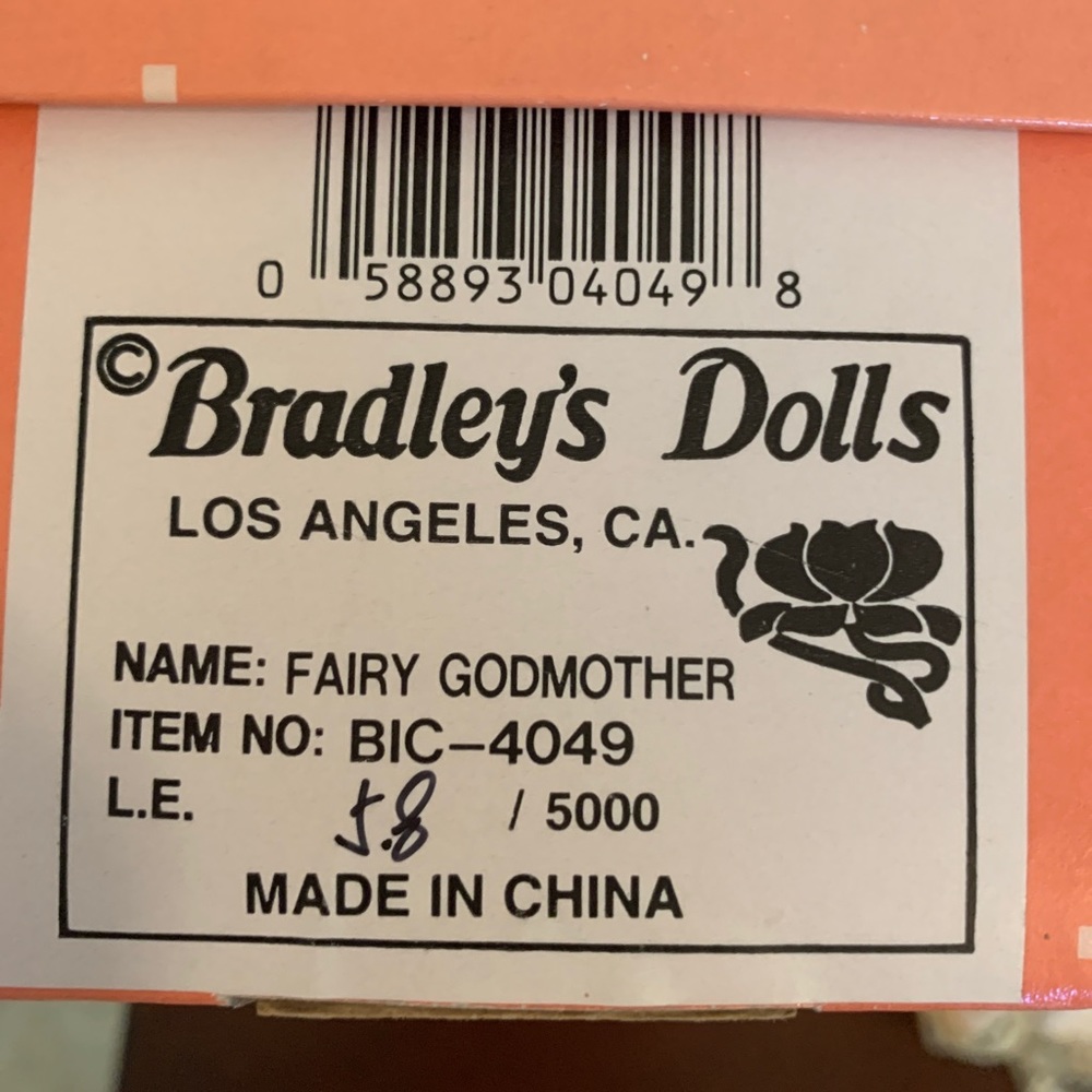 BRADLEYS DOLLS LIMITED EDITION VINTAGE NIB BEAUTIFUL PORCELAIN FAIRY GODMOTHER - Picture 7 of 10